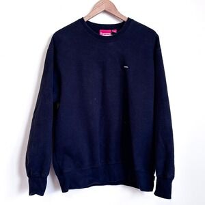 Supreme Small Boxy Logo Patch Crewneck Sweatshirt Size M Black Pullover Cotton